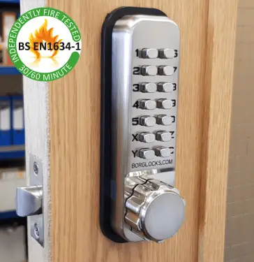 Click Here To Enlarge This Photo Of BORG Locks BL2501 FT SS FIRE RATED Medium Duty 'Codestar' Digital Lock with Holdback (60mm Latch) - Stainless Steel