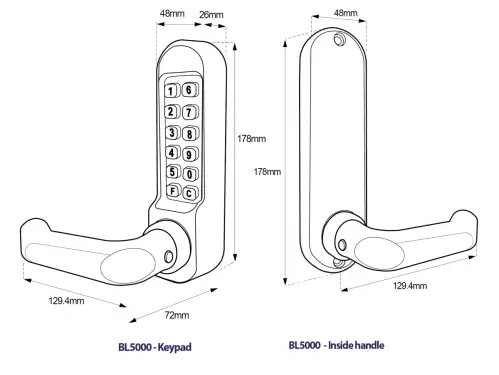 Click Here To Enlarge This Photo Of BORG Locks BL5001 FT SS FIRE RATED Medium/Heavy Duty Digital Lock (Round Bar) with Free Passage Mode (60mm Latch) - Stainless Steel