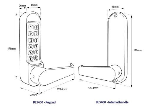Click Here To Enlarge This Photo Of BORG Locks BL5401 FT SS FIRE RATED Medium/Heavy Duty Digital Lock (Flat Bar) with Free Passage Mode (60mm Latch) - Stainless Steel