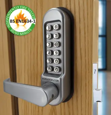 Click Here To Enlarge This Photo Of BORG Locks BL5403 FT SC FIRE RATED Medium/Heavy Duty Digital Lock (Flat Bar) with Free Passage Mode (60x72mm Euro Profile Lockcase) - Satin Chrome