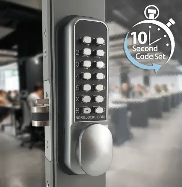 Click Here To Enlarge This Photo Of BORG Locks BL2002 ECP SC Light Duty Digital Lock with Easicode Pro Coding Chamber (28mm Latch for Aluminium/Narrow Stile Doors) - Satin Chrome