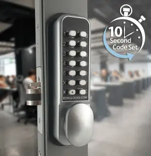 BORG Locks BL2002 ECP SC Light Duty Digital Lock with Easicode Pro Coding Chamber (28mm Latch for Aluminium/Narrow Stile Doors) - Satin Chrome