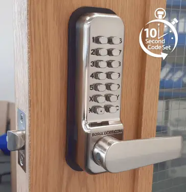 Click Here To Enlarge This Photo Of BORG Locks BL2401 ECP SS Medium Duty Digital Lock with Holdback Function & Easicode Pro Coding Chamber (60mm Latch) - Stainless Steel