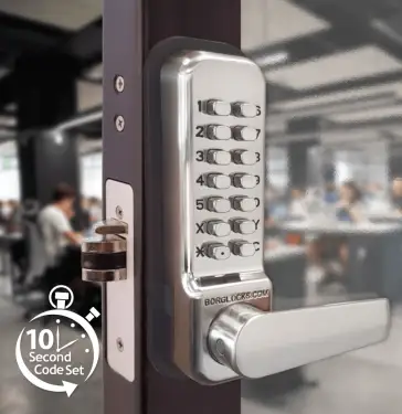 Click Here To Enlarge This Photo Of BORG Locks BL2402 ECP SS Medium Duty Digital Lock with Holdback Function & Easicode Pro Coding Chamber (28mm Latch for Aluminium/Narrow Stile Doors) - Stainless Steel