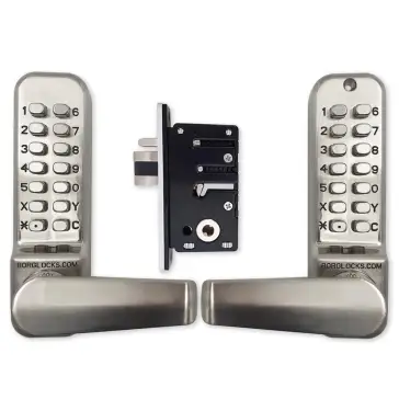 Click Here To Enlarge This Photo Of BORG Locks BL2422 ECP SS Medium Duty Back to Back Digital Lock with Holdback Function & Easicode Pro Coding Chamber (28mm Latch for Aluminium/Narrow Stile Doors) - Stainless Steel