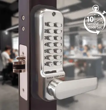 Click Here To Enlarge This Photo Of BORG Locks BL2422 ECP SS Medium Duty Back to Back Digital Lock with Holdback Function & Easicode Pro Coding Chamber (28mm Latch for Aluminium/Narrow Stile Doors) - Stainless Steel