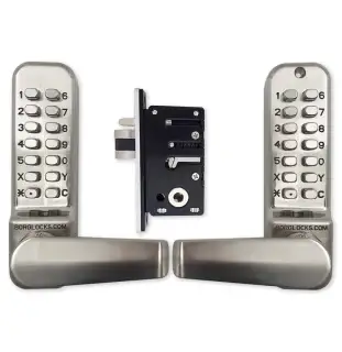 BORG Locks BL2422 ECP SS Medium Duty Back to Back Digital Lock with Holdback Function & Easicode Pro Coding Chamber (28mm Latch for Aluminium/Narrow Stile Doors) - Stainless Steel