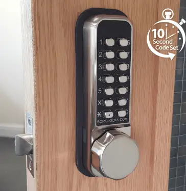 Click Here To Enlarge This Photo Of BORG Locks BL2501 ECP SS Medium Duty 'Codestar' Digital Lock with Holdback & Easicode Pro Coding Chamber (60mm Latch) - Stainless Steel