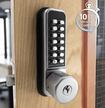Click Here To Enlarge This Photo Of BORG Locks BL2701 ECP SC Medium Duty Digital Lock with Holdback Function, Key Override & Easicode Pro Coding Chamber (60mm Latch) - Satin Chrome