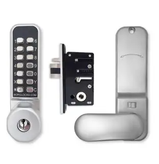BORG Locks BL2702 ECP SC Medium Duty Digital Lock with Holdback Function, Key Override & Easicode Pro Coding Chamber (28mm Latch for Aluminium/Narrow Stile Doors) - Satin Chrome