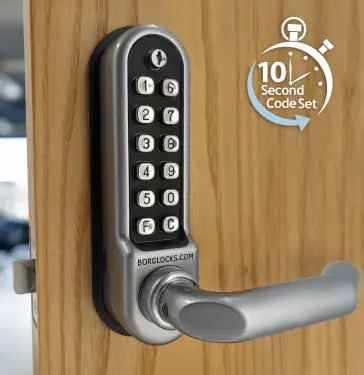 Click Here To Enlarge This Photo Of BORG Locks BL5001 ECP SC Medium/Heavy Duty Round Bar Digital Lock with Free Passage Mode & Easicode Pro Coding Chamber (60mm Latch) - Satin Chrome