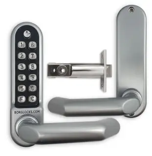 BORG Locks BL5001 ECP SC Medium/Heavy Duty Round Bar Digital Lock with Free Passage Mode & Easicode Pro Coding Chamber (60mm Latch) - Satin Chrome