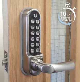 BORG Locks BL5001 ECP SS Medium/Heavy Duty Digital Lock (Round Bar) with Free Passage Mode & Easicode Pro Coding Chamber (60mm Latch) - Stainless Steel