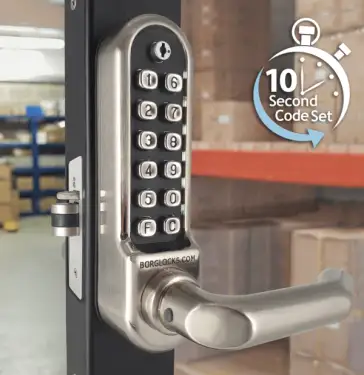 Click Here To Enlarge This Photo Of BORG Locks BL5002 ECP SS Medium/Heavy Duty Digital Lock (Round Bar) with Free Passage Mode & Easicode Pro Coding Chamber (28mm Latch for Aluminium/Narrow Stile Doors) - Stainless Steel