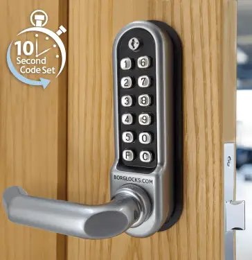 Click Here To Enlarge This Photo Of BORG Locks BL5003 ECP SC Medium/Heavy Duty Round Bar Digital Lock with Free Passage Mode & Easicode Pro Coding Chamber (60x72mm Euro Profile Lockcase) - Satin Chrome