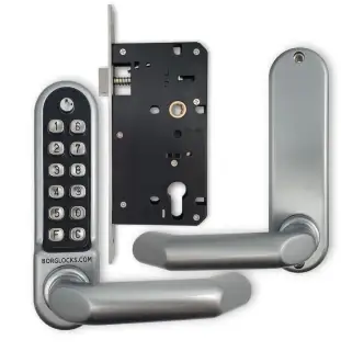BORG Locks BL5003 ECP SC Medium/Heavy Duty Round Bar Digital Lock with Free Passage Mode & Easicode Pro Coding Chamber (60x72mm Euro Profile Lockcase) - Satin Chrome