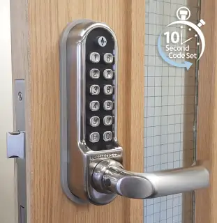 BORG Locks BL5003 ECP SS Medium/Heavy Duty Digital Lock (Round Bar) with Free Passage Mode & Easicode Pro Coding Chamber (60x72mm Euro Profile Lockcase) - Stainless Steel