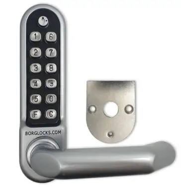 Click Here To Enlarge This Photo Of BORG Locks BL5008 ECP SC Medium/Heavy Duty Digital Lock (Round Bar) with Free Passage Mode & Easicode Pro Coding Chamber (Front Plate only for use with Panic Hardware) - Satin Chrome