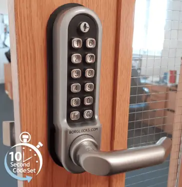 Click Here To Enlarge This Photo Of BORG Locks BL5008 ECP SS Medium/Heavy Duty Digital Lock (Round Bar) with Free Passage Mode & Easicode Pro Coding Chamber (Front Plate only for use with Panic Hardware) - Stainless Steel