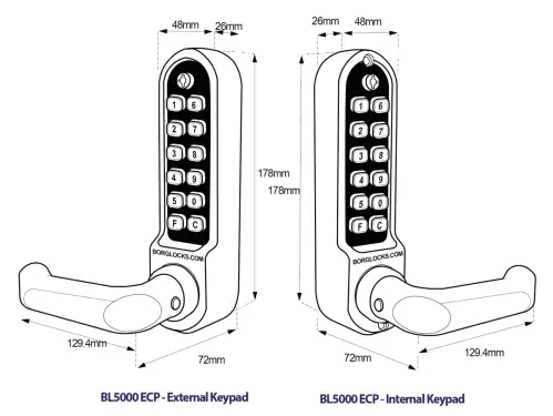 Click Here To Enlarge This Photo Of BORG Locks BL5051 ECP SS Medium/Heavy Duty Back to Back Digital Lock (Round Bar) with Free Passage Mode & Easicode Pro Coding Chamber (60mm Latch) - Stainless Steel