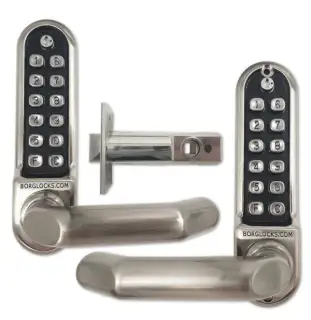 BORG Locks BL5051 ECP SS Medium/Heavy Duty Back to Back Digital Lock (Round Bar) with Free Passage Mode & Easicode Pro Coding Chamber (60mm Latch) - Stainless Steel