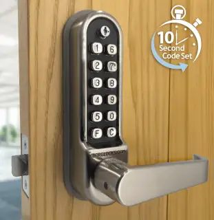 BORG Locks BL5401 ECP SS Medium/Heavy Duty Digital Lock (Flat Bar) with Free Passage Mode & Easicode Pro Coding Chamber (60mm Latch) - Stainless Steel