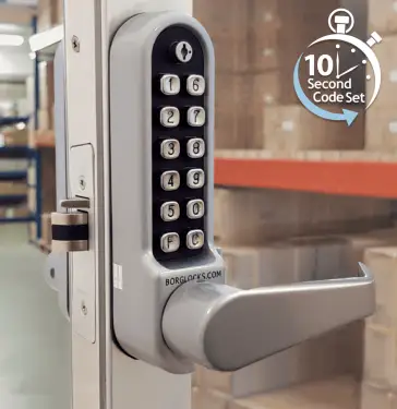 Click Here To Enlarge This Photo Of BORG Locks BL5402 ECP SC Medium/Heavy Duty Flat Bar Digital Lock with Free Passage Mode & Easicode Pro Coding Chamber (28mm Latch for Aluminium/Narrow Stile Doors) - Satin Chrome