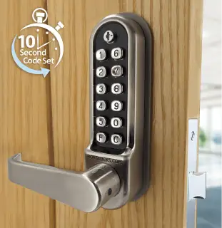 BORG Locks BL5403 ECP SS Medium/Heavy Duty Digital Lock (Flat Bar) with Free Passage Mode & Easicode Pro Coding Chamber (60x72mm Euro Profile Lockcase) - Stainless Steel