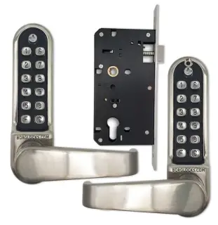 BORG Locks BL5453 ECP SS Medium/Heavy Duty Back to Back Digital Lock (Flat Bar) with Free Passage Mode & Easicode Pro Coding Chamber (60x72mm Euro Profile Lockcase) - Stainless Steel