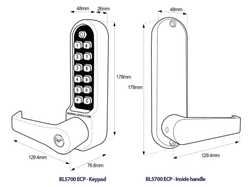Click Here To Enlarge This Photo Of BORG Locks BL5701 ECP SC Medium/Heavy Duty Digital Lock (Flat Bar) with Free Passage Mode, Key Override & Easicode Pro Coding Chamber (60mm Latch) - Satin Chrome