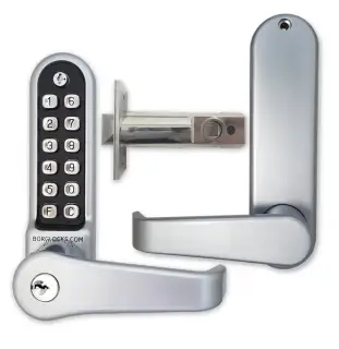 BORG Locks BL5701 ECP SC Medium/Heavy Duty Digital Lock (Flat Bar) with Free Passage Mode, Key Override & Easicode Pro Coding Chamber (60mm Latch) - Satin Chrome