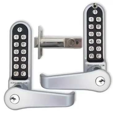 Click Here To Enlarge This Photo Of BORG Locks BL5771 ECP SC Medium/Heavy Duty Back to Back Digital Lock (Flat Bar) with Free Passage Mode, Key Override & Easicode Pro Coding Chamber (60mm Latch) - Satin Chrome