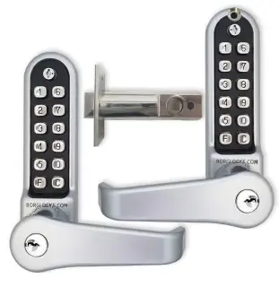 BORG Locks BL5771 ECP SC Medium/Heavy Duty Back to Back Digital Lock (Flat Bar) with Free Passage Mode, Key Override & Easicode Pro Coding Chamber (60mm Latch) - Satin Chrome