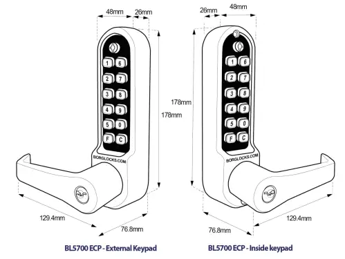 Click Here To Enlarge This Photo Of BORG Locks BL5771 ECP SS Medium/Heavy Duty Back to Back Digital Lock (Flat Bar) with Free Passage Mode, Key Override & Easicode Pro Coding Chamber (60mm Latch) - Stainless Steel