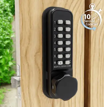 Click Here To Enlarge This Photo Of BORG Locks BL2601 ECP MG Pro Medium Duty Digital Lock with Holdback & Easicode Pro Coding Chamber (60mm Latch) - Marine Grade Black