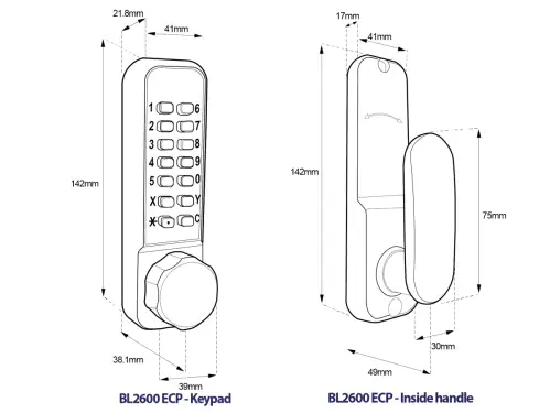 Click Here To Enlarge This Photo Of BORG Locks BL2602 ECP MG Pro Medium Duty Digital Lock with Holdback & Easicode Pro Coding Chamber (28mm Latch for Aluminium/Narrow Stile Doors) - Marine Grade Black