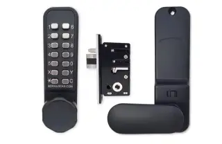 BORG Locks BL2602 ECP MG Pro Medium Duty Digital Lock with Holdback & Easicode Pro Coding Chamber (28mm Latch for Aluminium/Narrow Stile Doors) - Marine Grade Black