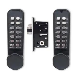 BORG Locks BL2622 ECP MG Pro Medium Duty Back to Back Digital Lock with Easicode Pro Coding Chamber (28mm Latch for Aluminium/Narrow Stile Doors) - Marine Grade Black