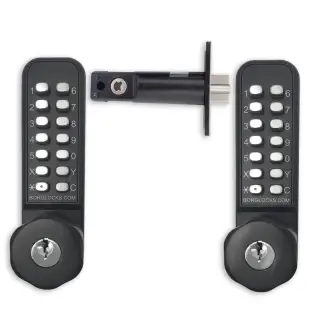 BORG Locks BL2771 ECP MG Pro Medium Duty Back to Back Digital Lock with Holdback, Key Override & Easicode Pro Coding Chamber (60mm Latch) - Marine Grade Black