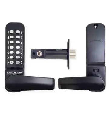 Click Here To Enlarge This Photo Of BORG Locks BL4401 ECP MG Pro Medium/Heavy Duty Free Turning Digital Lock with Holdback & Easicode Pro Coding Chamber (60mm Latch) - Marine Grade Black