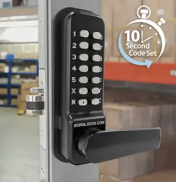 Click Here To Enlarge This Photo Of BORG Locks BL4402 ECP MG Pro Medium/Heavy Duty Free Turning Digital Lock with Holdback & Easicode Pro Coding Chamber (28mm Narrow Stile Latch) - Marine Grade Black