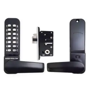 BORG Locks BL4402 ECP MG Pro Medium/Heavy Duty Free Turning Digital Lock with Holdback & Easicode Pro Coding Chamber (28mm Narrow Stile Latch) - Marine Grade Black