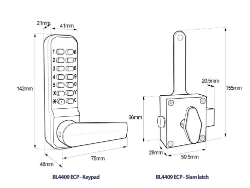 Click Here To Enlarge This Photo Of BORG Locks BL4409 ECP MG Pro Medium/Heavy Duty Free Turning Digital Lock with Holdback & Easicode Pro Coding Chamber (Rim Fixed Slam Latch) - Marine Grade Black
