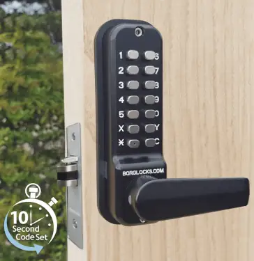 Click Here To Enlarge This Photo Of BORG Locks BL4442 ECP MG Pro Medium/Heavy Duty Free Turning Back to Back Digital Lock & Easicode Pro Coding Chamber (28mm Narrow Stile Latch) - Marine Grade Black
