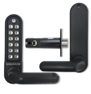 BORG Locks BL5201 ECP MG Pro Medium/Heavy Duty Digital Lock (Round Bar) with Free Passage Mode & Easicode Pro Coding Chamber (60mm Latch) - Marine Grade Black