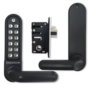 Click Here To Enlarge This Photo Of BORG Locks BL5202 ECP MG Pro Medium/Heavy Duty Digital Lock (Round Bar) with Free Passage Mode & Easicode Pro Coding Chamber (28mm Latch for Aluminium/Narrow Stile Doors) - Marine Grade Black
