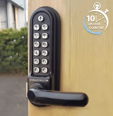 Click Here To Enlarge This Photo Of BORG Locks BL5202 ECP MG Pro Medium/Heavy Duty Digital Lock (Round Bar) with Free Passage Mode & Easicode Pro Coding Chamber (28mm Latch for Aluminium/Narrow Stile Doors) - Marine Grade Black