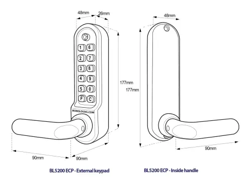 Click Here To Enlarge This Photo Of BORG Locks BL5202 ECP MG Pro Medium/Heavy Duty Digital Lock (Round Bar) with Free Passage Mode & Easicode Pro Coding Chamber (28mm Latch for Aluminium/Narrow Stile Doors) - Marine Grade Black