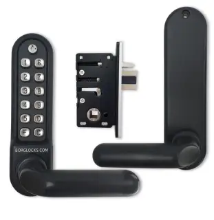 BORG Locks BL5202 ECP MG Pro Medium/Heavy Duty Digital Lock (Round Bar) with Free Passage Mode & Easicode Pro Coding Chamber (28mm Latch for Aluminium/Narrow Stile Doors) - Marine Grade Black