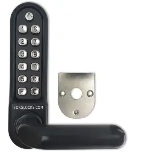 BORG Locks BL5208 ECP MG Pro Medium/Heavy Duty Digital Lock (Round Bar) with Free Passage Mode & Easicode Pro Coding Chamber (Front Plate only for use with Panic Hardware) - Marine Grade Black